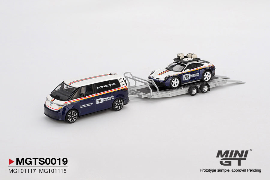 Preorder] Mini GT: Porsche 911 Dakar #718 / Volkswagen ID. Buzz