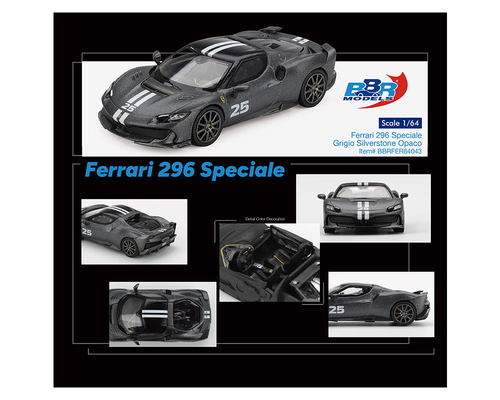 [Preorder] BBR 1:64 Ferrari 296 Speciale – Grigio Silverstone Opaco