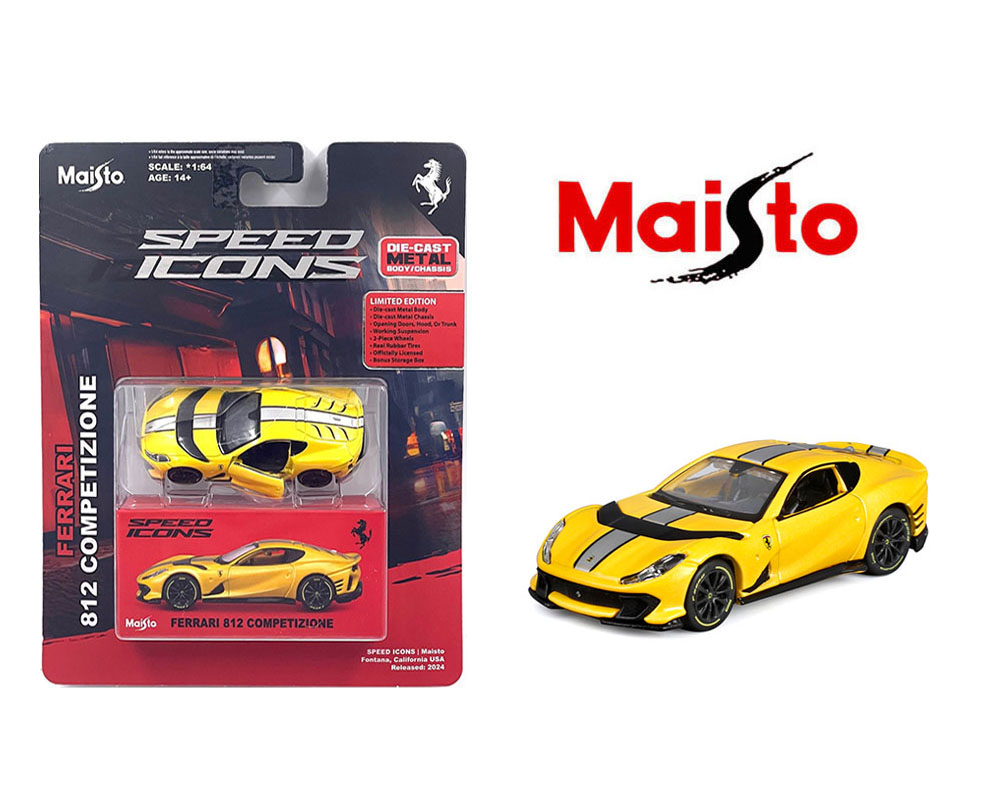 [Pre-Order] Maisto 1:64 Speed Icons Ferrari 812 Competizione – Yellow