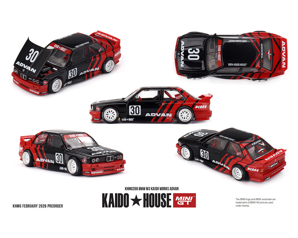 [Preorder] Kaido House x Mini GT 1:64 BMW M3 Kaido Works Advan – Black/Red