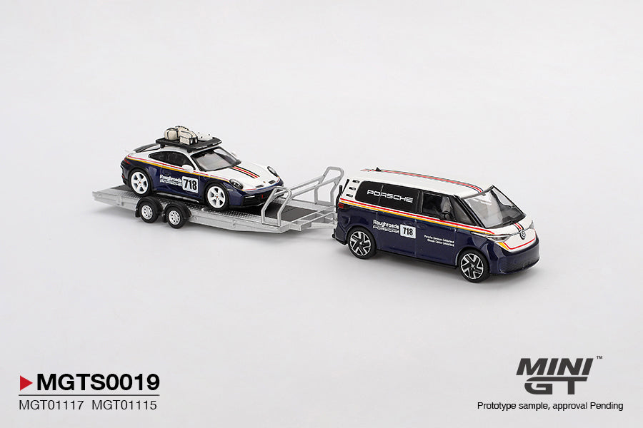 [Preorder] Mini GT: Porsche 911 Dakar #718 / Volkswagen ID. Buzz Porsche Centrum Gelderland Roughroads Set