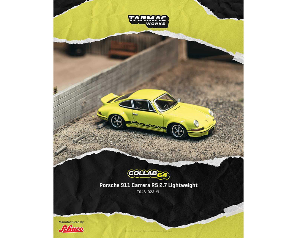 [Preorder] Tarmac Works x Schuco: Porsche 911 Carrera RS 2.7 Lightweight -Yellow – Collab64